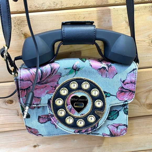 Betsey Johnson PHONE FLORAL Purse Handbag Kitsch TELEPHONE CROSSBODY - Picture 8 of 10
